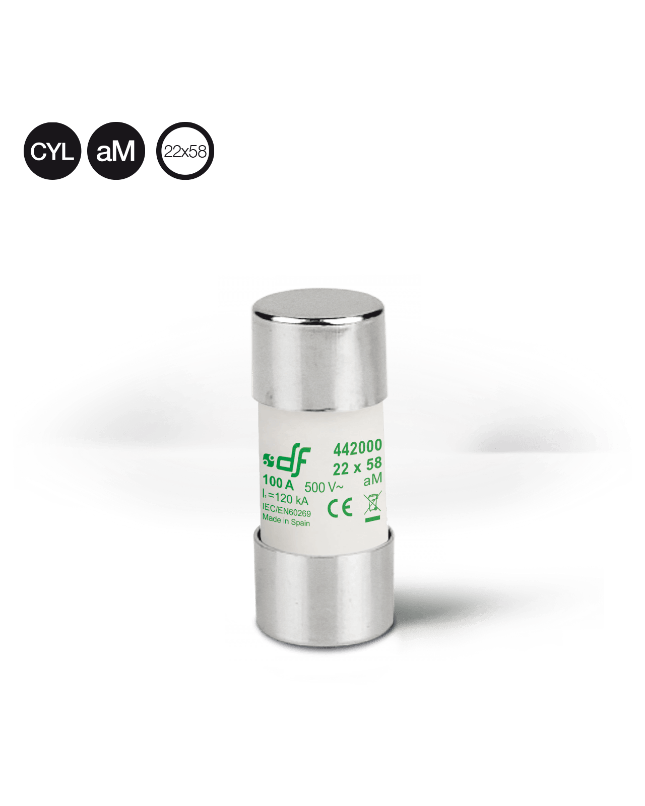 Cylindrical fuses aM 22,2X58 
