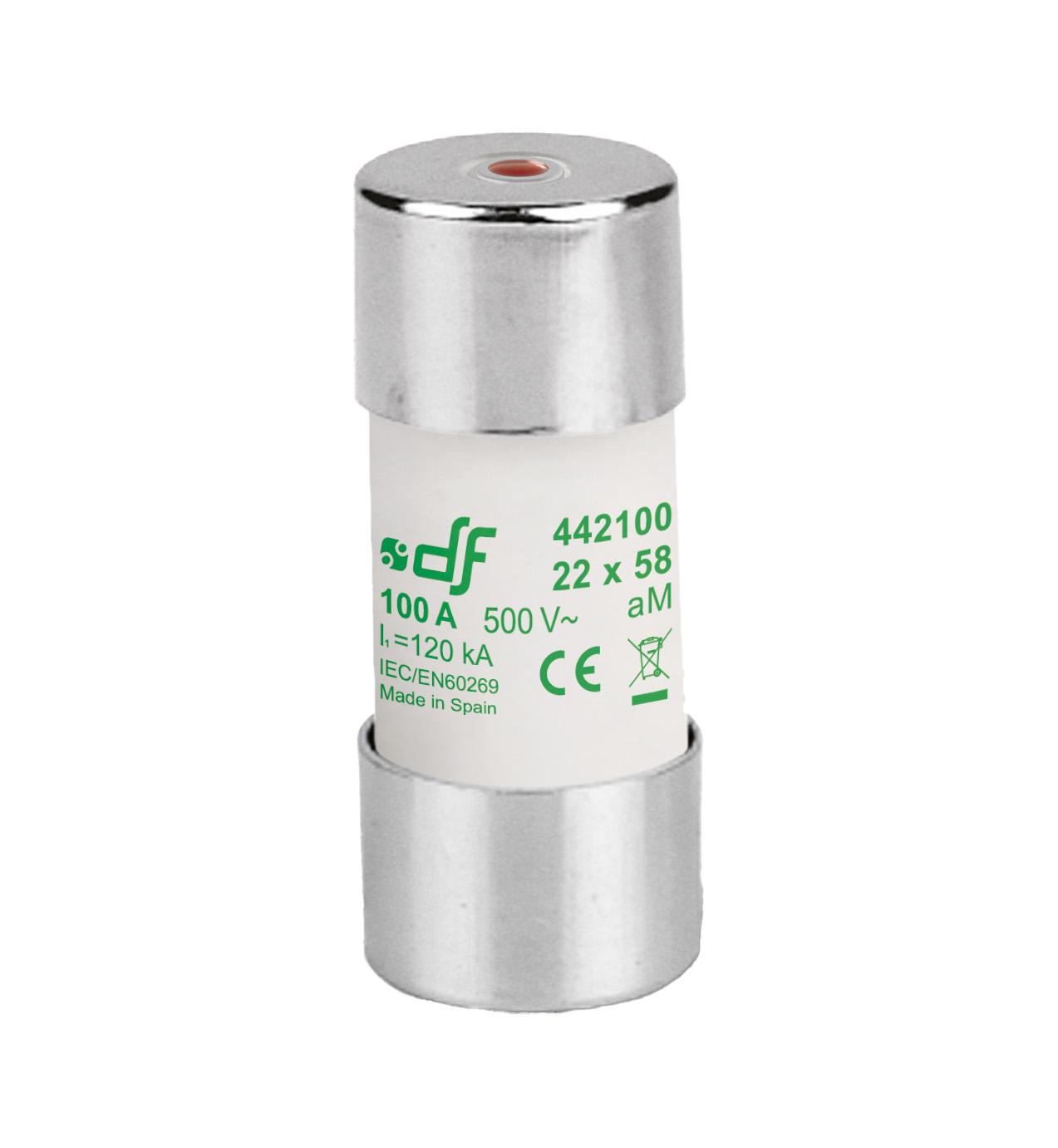  Cylindrical fuses aM 22,2X58 with indicator