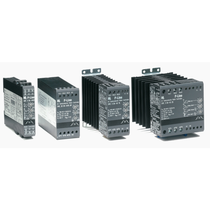 Start motor controller with internal by-pass relay, 3-phase motor applications, with regulation on all 3 phases, 30-50A