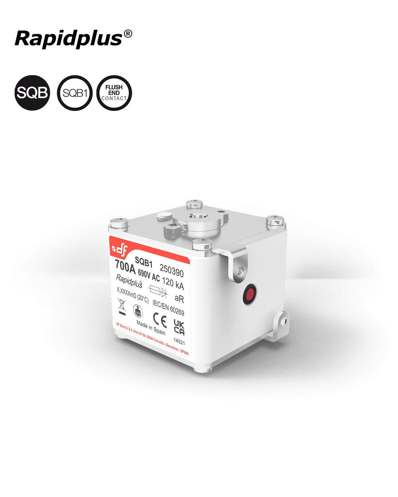 Semiconductor High Speed fuses SQB1 aR 690V Flush end contact M8
