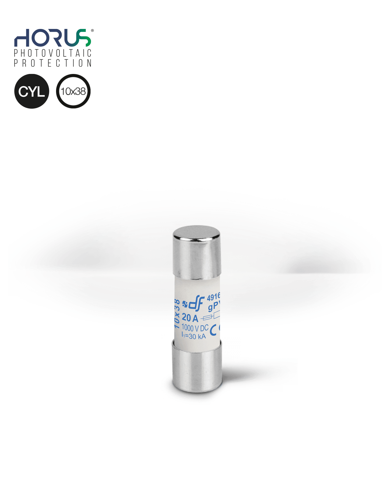 Cylindrical PV Fuse Link for Photovoltaic Applications 10x38 mm gPV, 1000V DC
