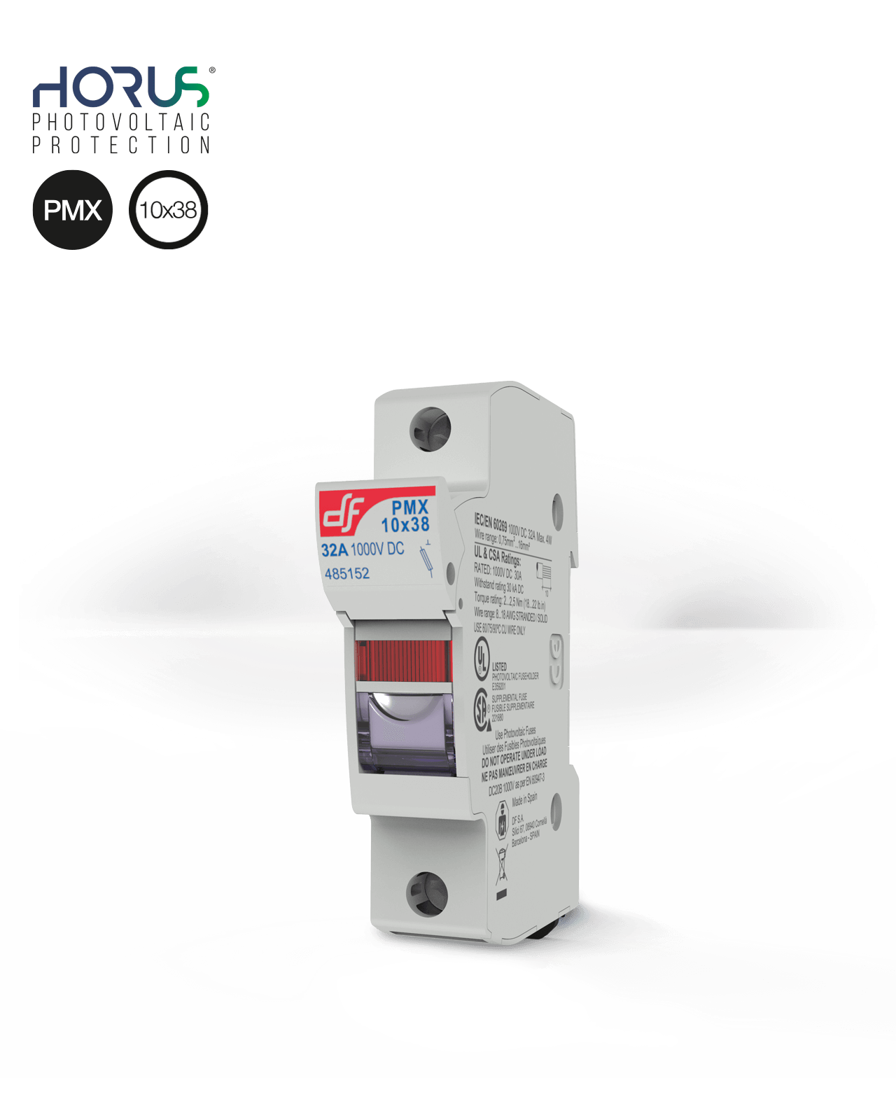 Fuse holder PMX-PV 10X38 1000V DC for Photovoltaic Applications