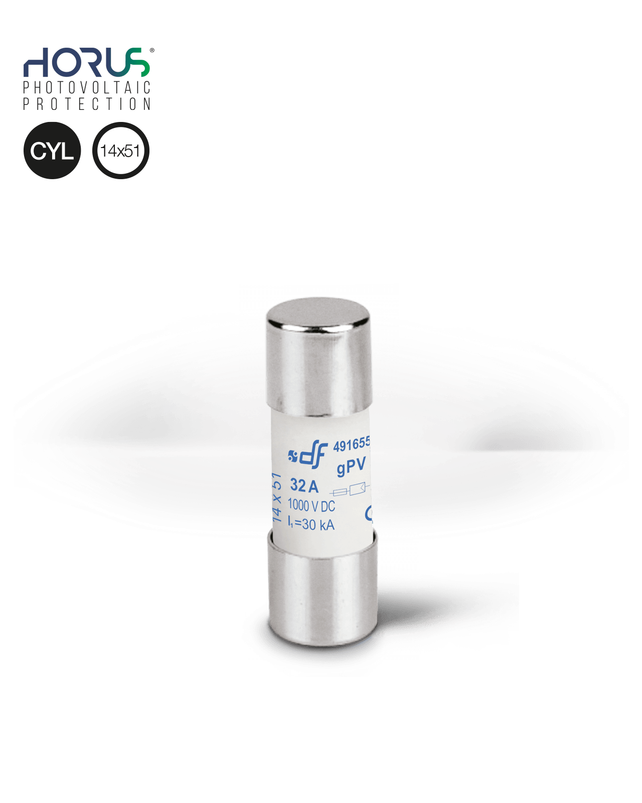 Cylindrical PV Fuse Link for Photovoltaic Applications 14x51 mm gPV , 1100V DC