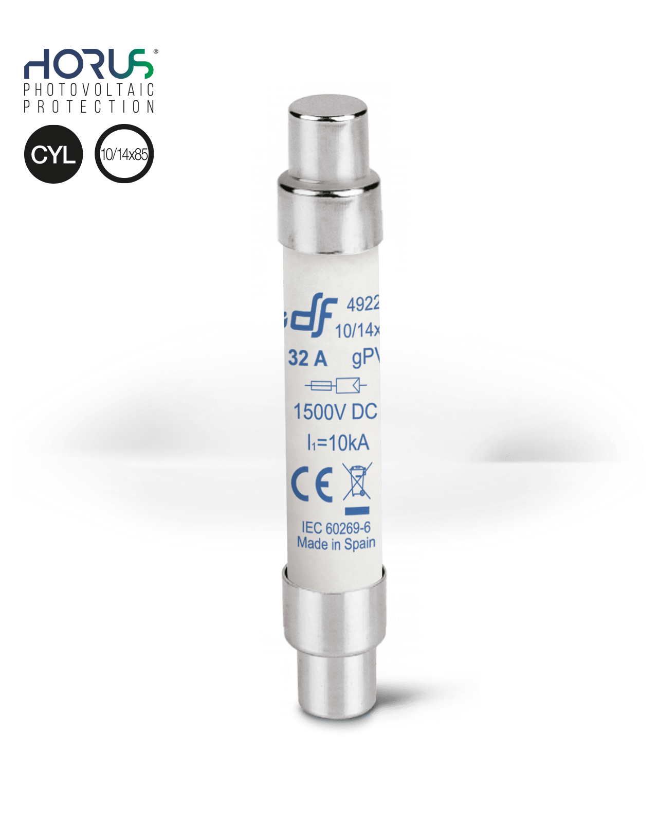 Cylindrical PV Fuse Link for Photovoltaic Applications 10/14x85  gPV , 1500V DC