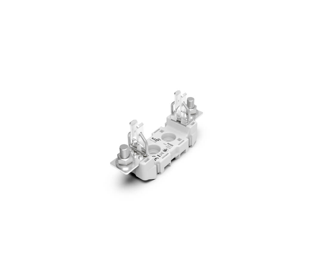 Polyester base NH 00 ST SINGLE POLE 160 A "rail fixing" connection IP00
