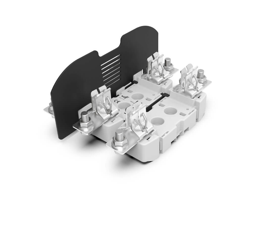 Polyester base NH 0 ST THREE POLES 160 A  "screw & rail fixing"   Screw / Screw connection IP00