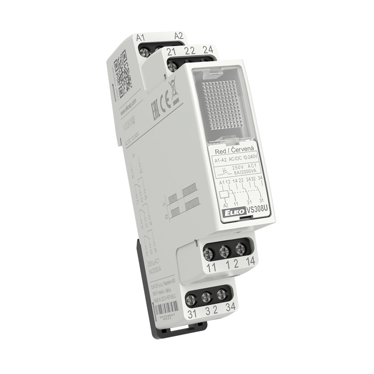 Power relay 3x8A, UNI VS308U /green