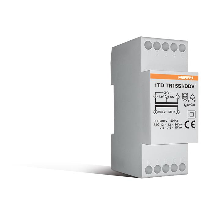 15VA TRANSFORMER FOR INTERMITTENT SERVICE, OUTPUTS 4-8-12V 2 DIN