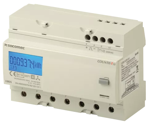 kWh meter, digital, MID, 7 mod, 3 phase, 100A, pulse output. 2T
