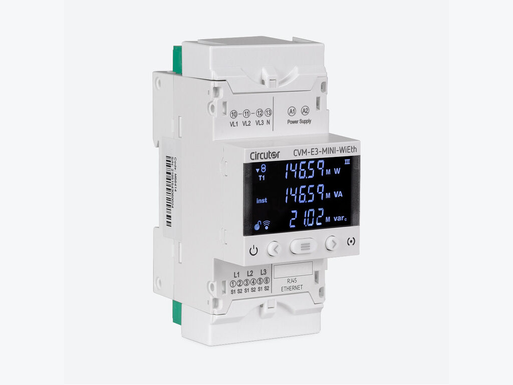 CVM-E3-MINI-FLEX-WiEth, DIN rail three-phase power analyser