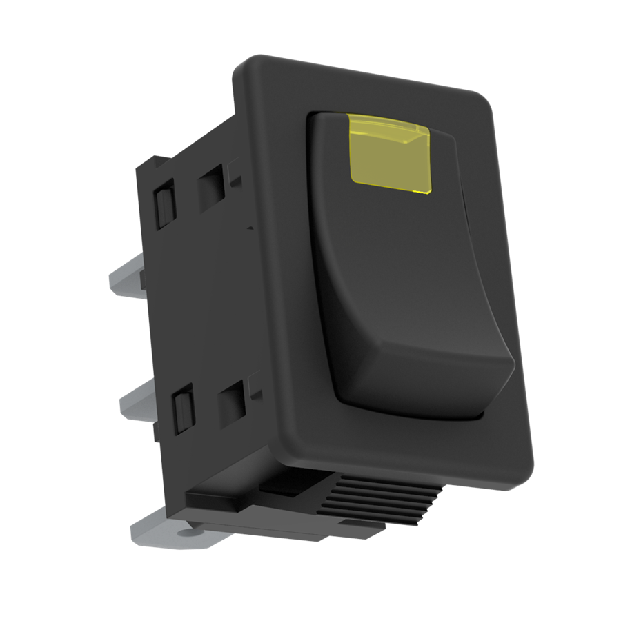 Switch with glow tube - yellow (10A / 250V AC) USS-09